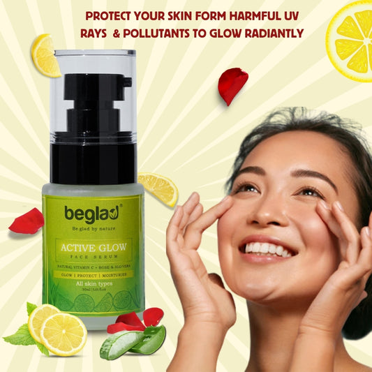 Active Glow - Face Serum (100% Natural Vitamin C + Rose & Alovera)