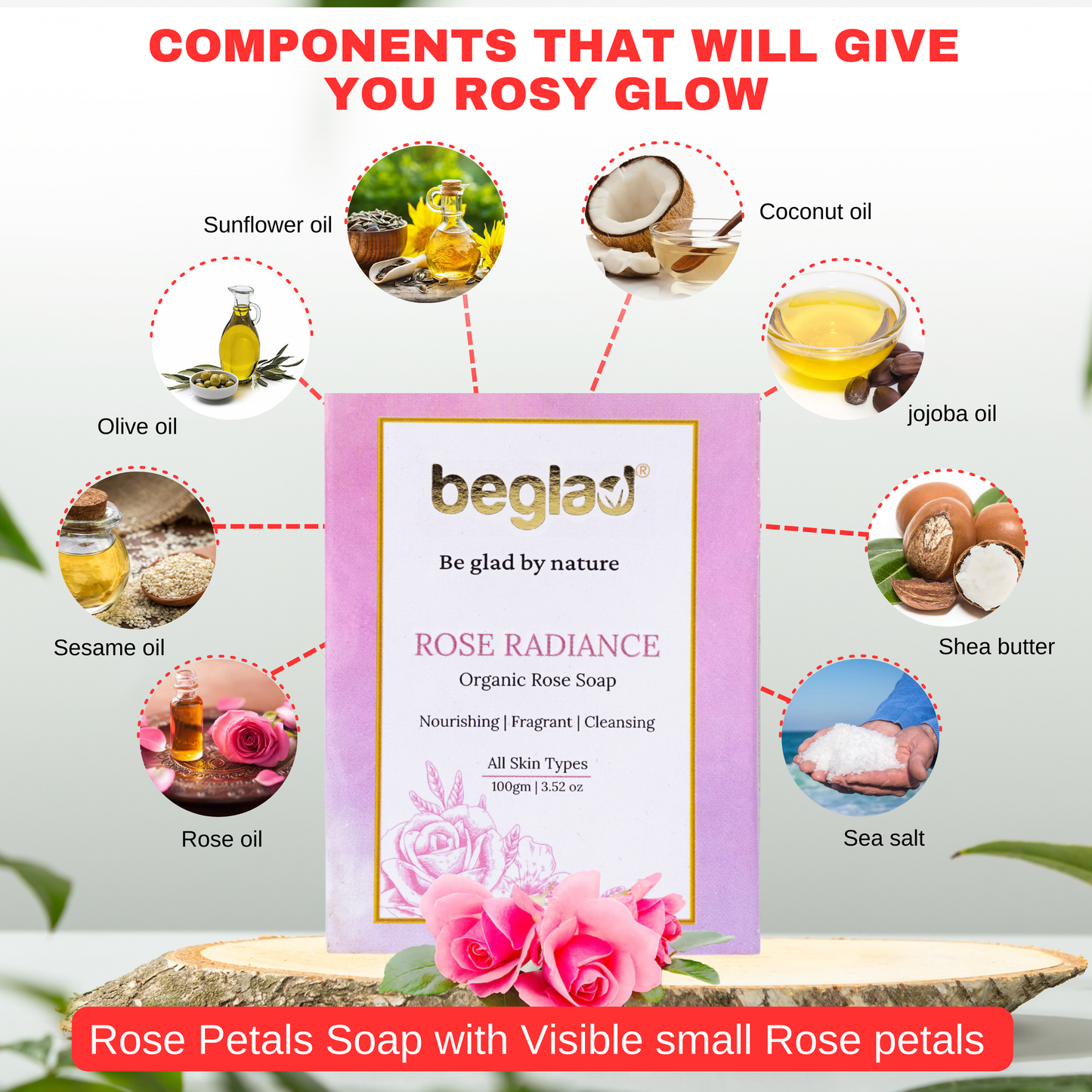 Rose Radiance Soap - Infused with Rose Petals