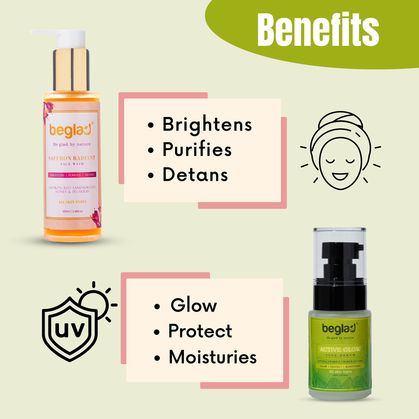 Saffron Radiant Face Wash & Vitamin C Face Serum