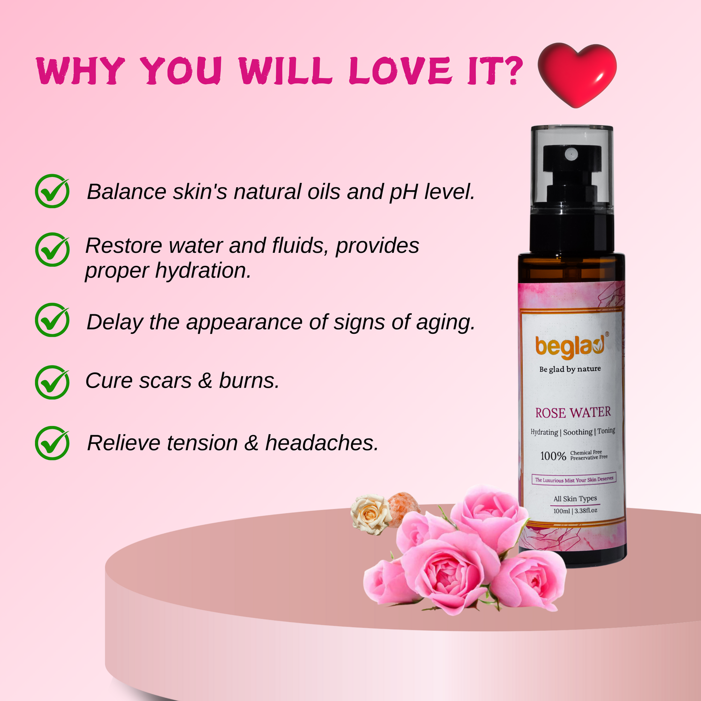 Rose Water - 100% Chemical & Preservative Free