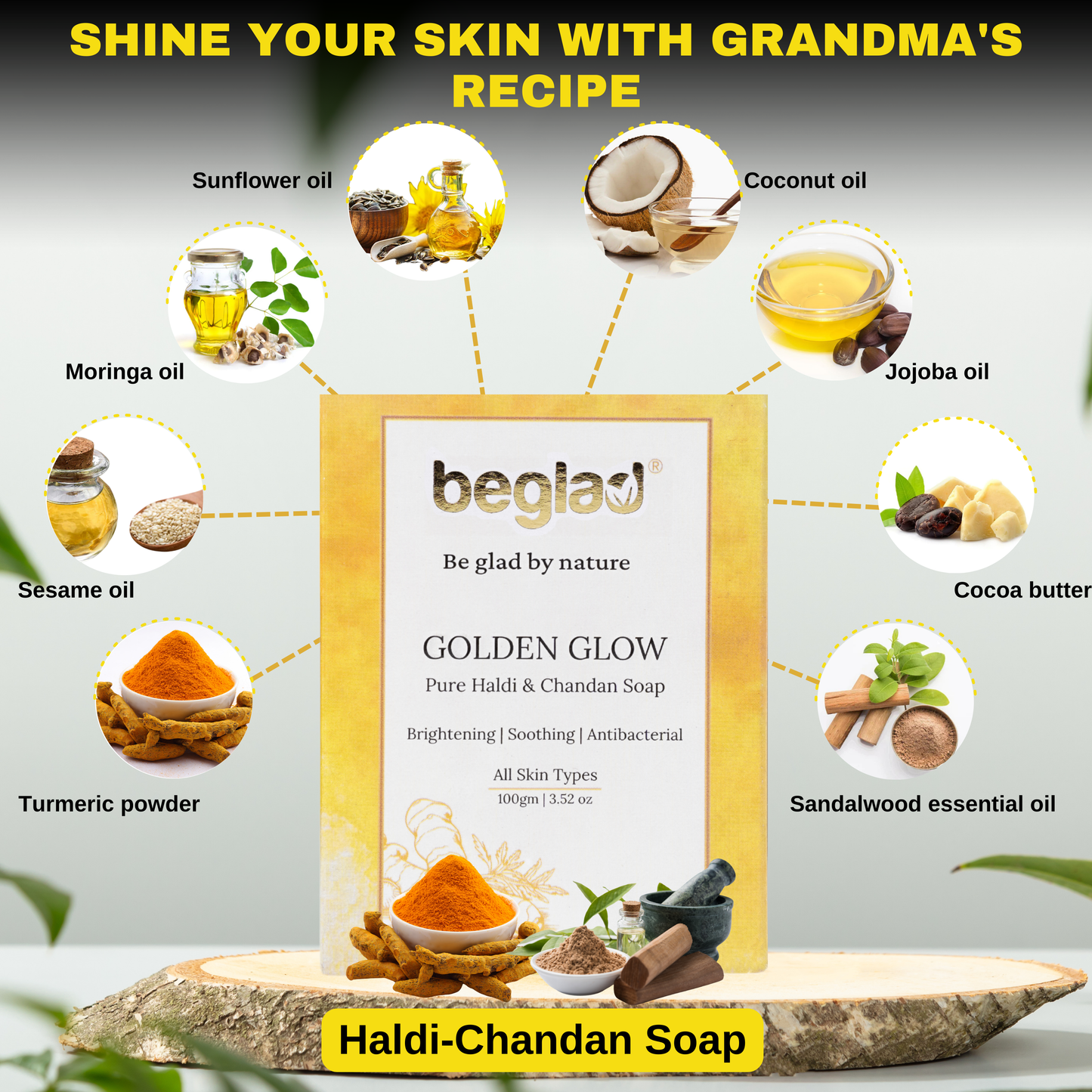 Golden Glow - Pure Haldi & Chandan Soap